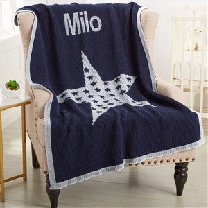 Metallic Star Personalized Baby Crib Knit Blanket