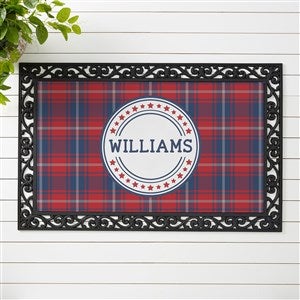Patriotic Plaid Personalized Doormat - 20x35