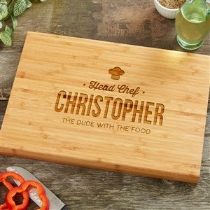 Head Chef Personalized Bamboo Cutting Board - 14x18