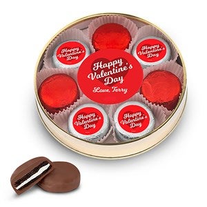Happy Valentine's Day Large Tin with 8 Chocolate Covered Oreo Cookies