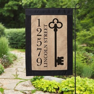 House Key Personalized Burlap Garden Flag