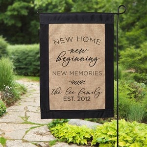 New Home New Memories Personalized Burlap Garden Flag