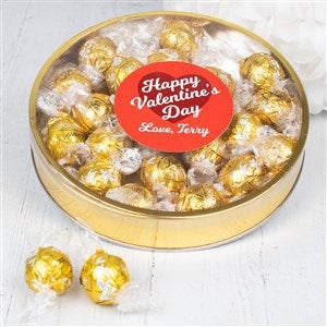 Happy Valentine's Day Personalized Large Lindor Gift Tin-White Chocolate