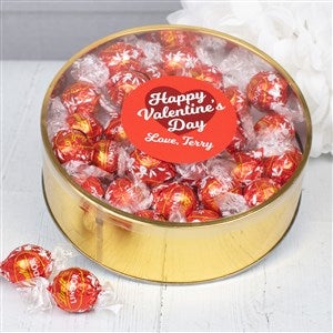 Happy Valentine's Day Personalized XLarge Lindor Gift Tin-Milk Chocolate