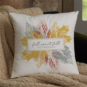 Stamped Leaves Personalized 14 Velvet Throw Pillow