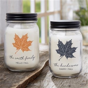 Personalized Candle Jar - Stamped Leaves