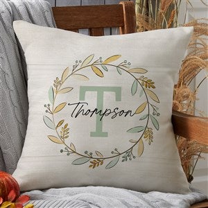 Fall Family Wreath Personalized Outdoor Throw Pillow- 20?x20?
