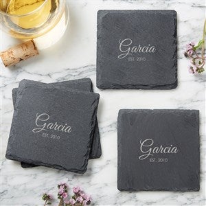 Engraved Slate Coaster Set - Classic Family