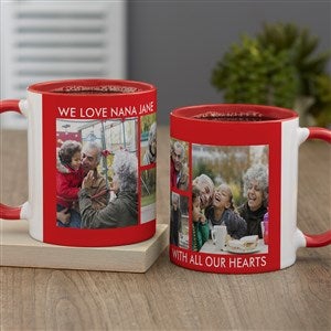 Picture Perfect 4 Photo Personalized Coffee Mug 11oz Red