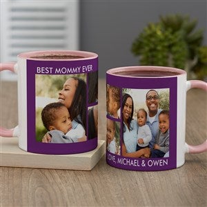 Picture Perfect 4 Photo Personalized Coffee Mug 11oz Pink
