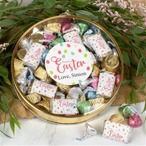 Happy Easter Personalized Large Tin with Hershey's & Reese's Mix