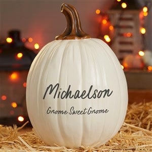 Fall Gnomes Personalized Resin Pumpkins - Large Cream