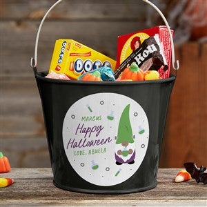 Halloween Gnome Personalized Halloween Treat Bucket-Black