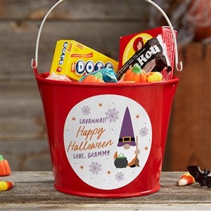 Halloween Gnome Personalized Halloween Treat Bucket-Red