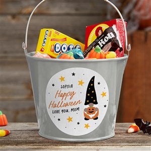 Halloween Gnome Personalized Halloween Treat Bucket-Silver