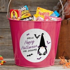 Halloween Gnome Personalized Large Treat Bucket- Pink