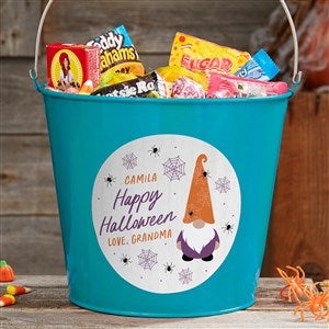 Halloween Gnome Personalized Halloween Treat Bucket-Turquoise