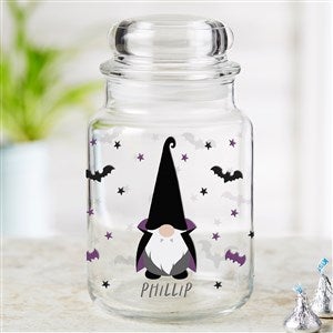 Personalized Glass Halloween Treat Jar - Halloween Gnome