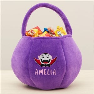 Vampire Embroidered Plush Halloween Treat Bag-Purple