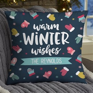 Warm Winter Wishes Personalized 18 Throw Pillow