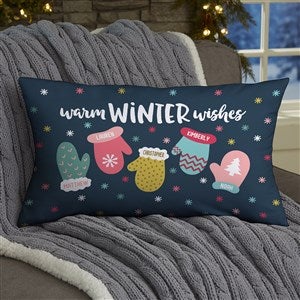 Warm Winter Wishes Personalized Lumbar Throw Pillow