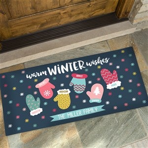 Personalized Winter Warm Wishes Outdoor Door Mat 24 x 36