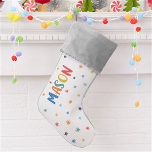 Warm Winter Wishes Personalized Grey Christmas Stockings