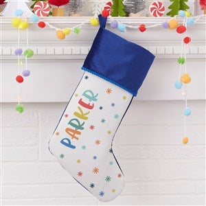 Warm Winter Wishes Personalized Blue Christmas Stockings