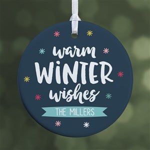 Personalized Holiday Ornament - Warm Winter Wishes - Glossy