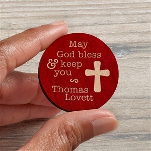 Blessings Personalized Wood Pocket Token- Red Stain