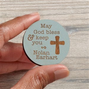 Blessings Personalized Wood Pocket Token- Blue Stain