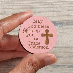 Blessings Personalized Wood Pocket Token- Pink Stain