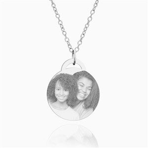 Personalized Photo Round Pendant Silver Necklace