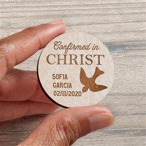 Confirmation Personalized Wood Pocket Token- Whitewashed