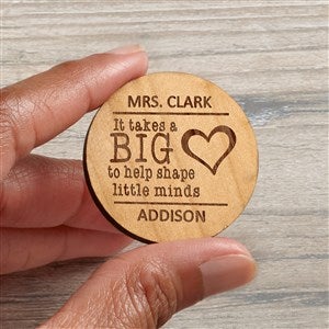 A Teacher's Heart Personalized Wood Pocket Token- Natural