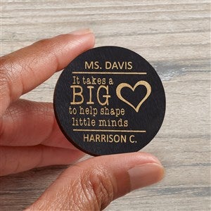 A Teacher's Heart Personalized Wood Pocket Token- Black Stain