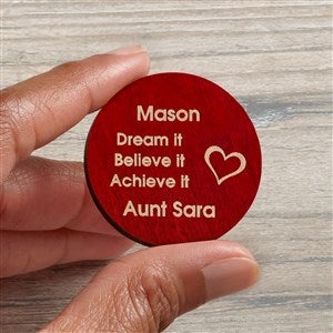 Graduation Inspiration Personalized Wood Pocket Token- Red Stain