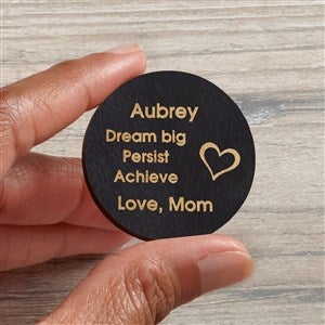 Graduation Inspiration Personalized Wood Pocket Token- Black Stain