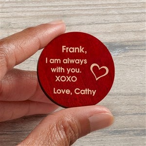 His Loving Heart Personalized Wood Pocket Token - Red