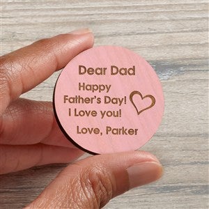 His Loving Heart Personalized Wood Pocket Token - Pink