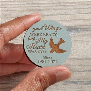 Your Wings Personalized Wood Pocket Token- Blue Stain