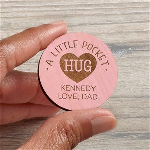 Pocket Hug Personalized Wood Pocket Token- Pink Stain