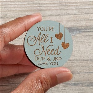 You're All I Need Personalized Wood Pocket Token - Blue