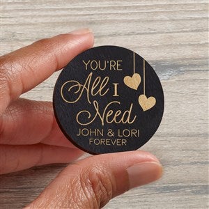 You're All I Need Personalized Wood Pocket Token - Black