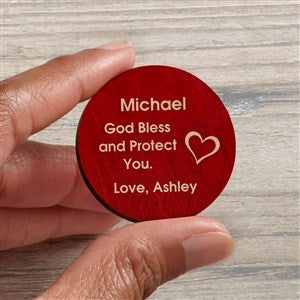 Military Love Personalized Wood Pocket Token- Red Stain