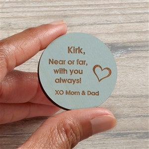 Military Love Personalized Wood Pocket Token- Blue Stain