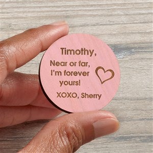 Military Love Personalized Wood Pocket Token- Pink Stain