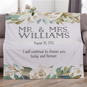 Colorful Floral Personalized Wedding 60x80 Plush Fleece Blanket