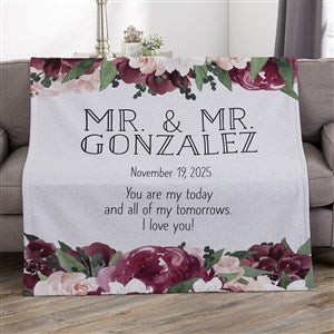 Colorful Floral Personalized Wedding 50x60 Sweatshirt Blanket