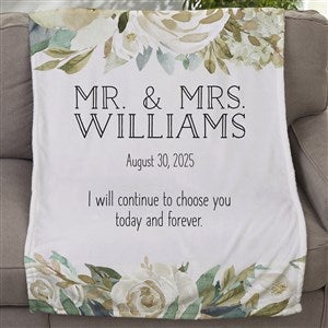 Colorful Floral Personalized Wedding 30x40 Fleece Blanket